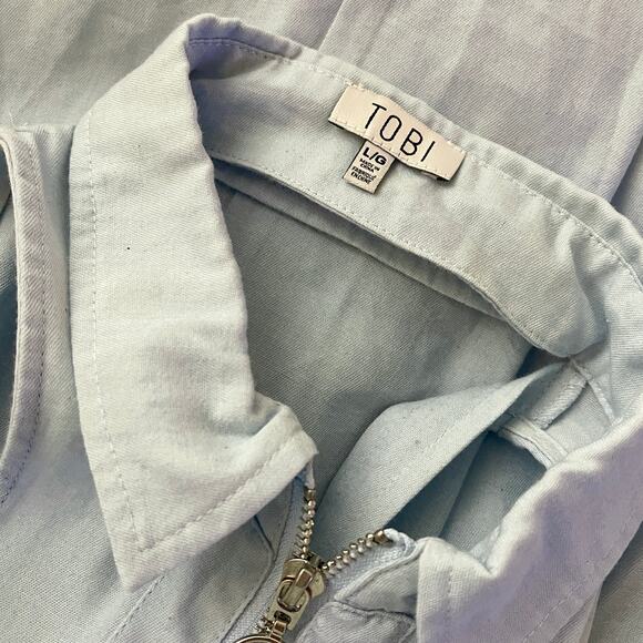 Tobi Angela Chambray Shift Dress SZ L Blue - Picture 5 of 11